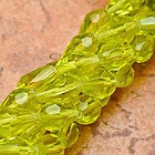 Lime Green Czech Glass Faceted Rhombus Beads