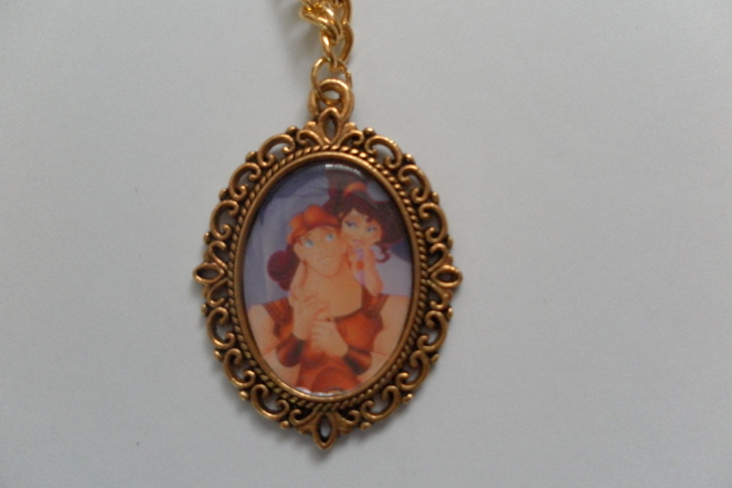 Disney Princess Hercules and Meg cameo pendant necklace
