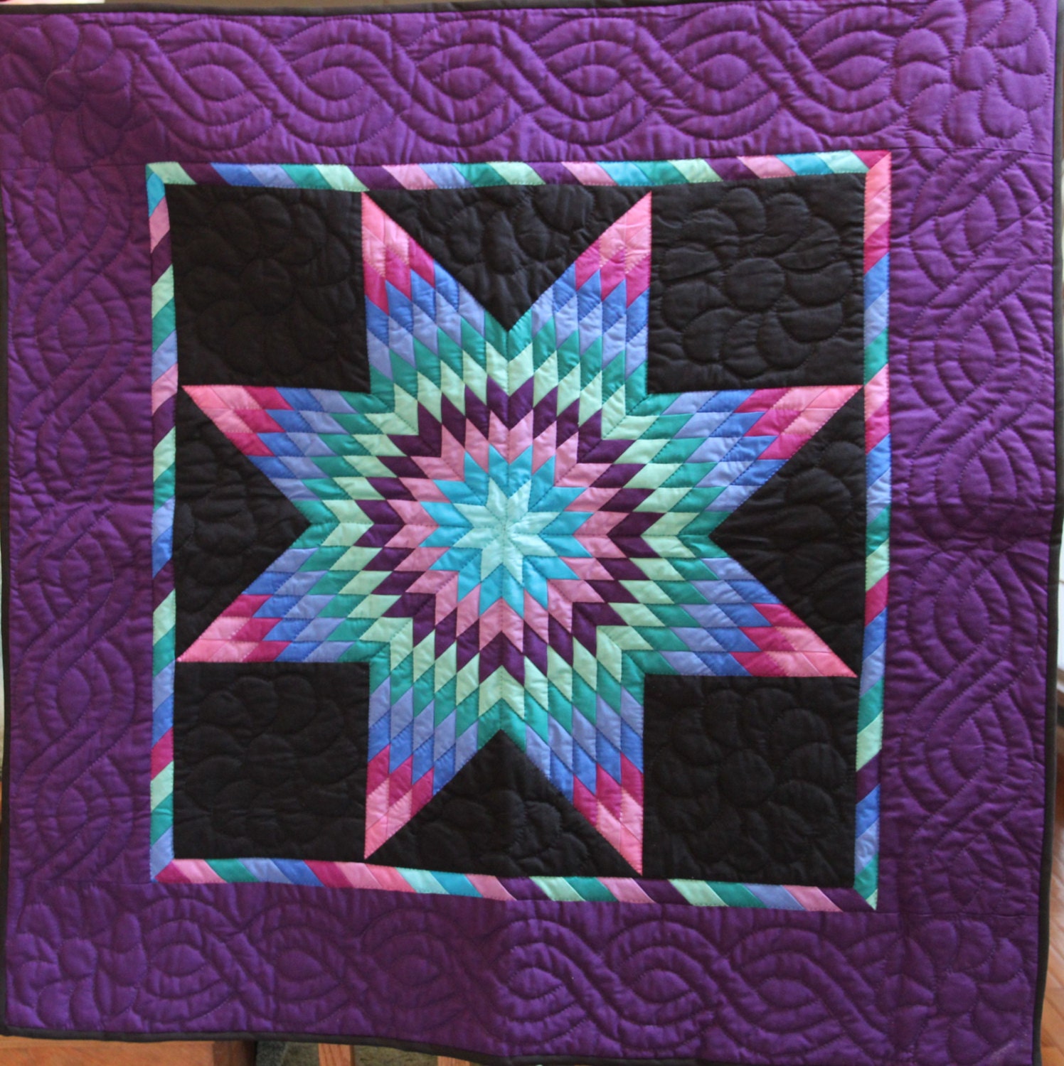 Amish Love Star Quilted wall hanging by AuntMabelQuilts on Etsy