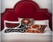Queen Size Merlot Suede Custom Upholstered Headboard w/Double Nail Head Trim
