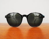 Vintage BOCCI France 1980's Black EURO CAT Cateye 1990's Rounded Sunglasses