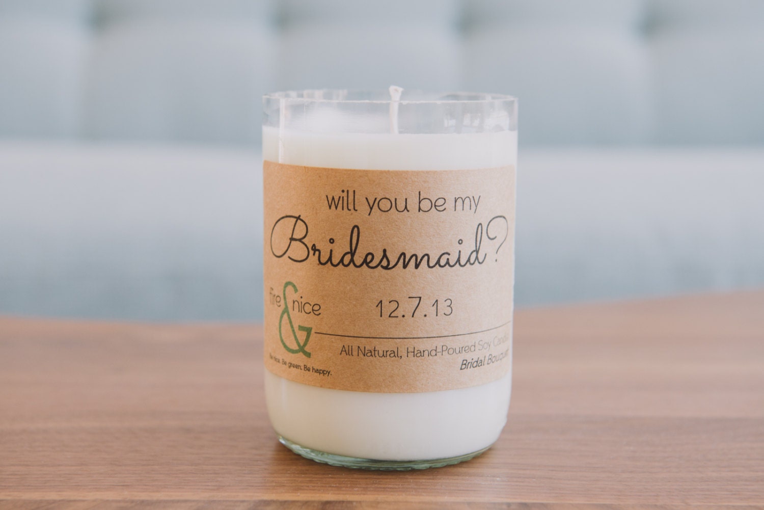 Will You Be My Bridesmaid -Wedding Party Candlegram - Soy Candle - Wine Bottle Candle - Eco-friendly Giftware - Greeting Card