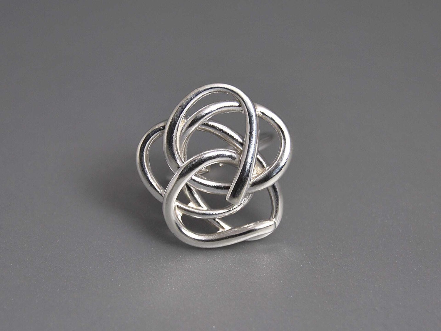 Its Complicated Abstract Flower Ring Sterling Silver Wire Loops Big Modern Statement Jewelry Sculpture Art Ring Gift for Her Fashion Girl