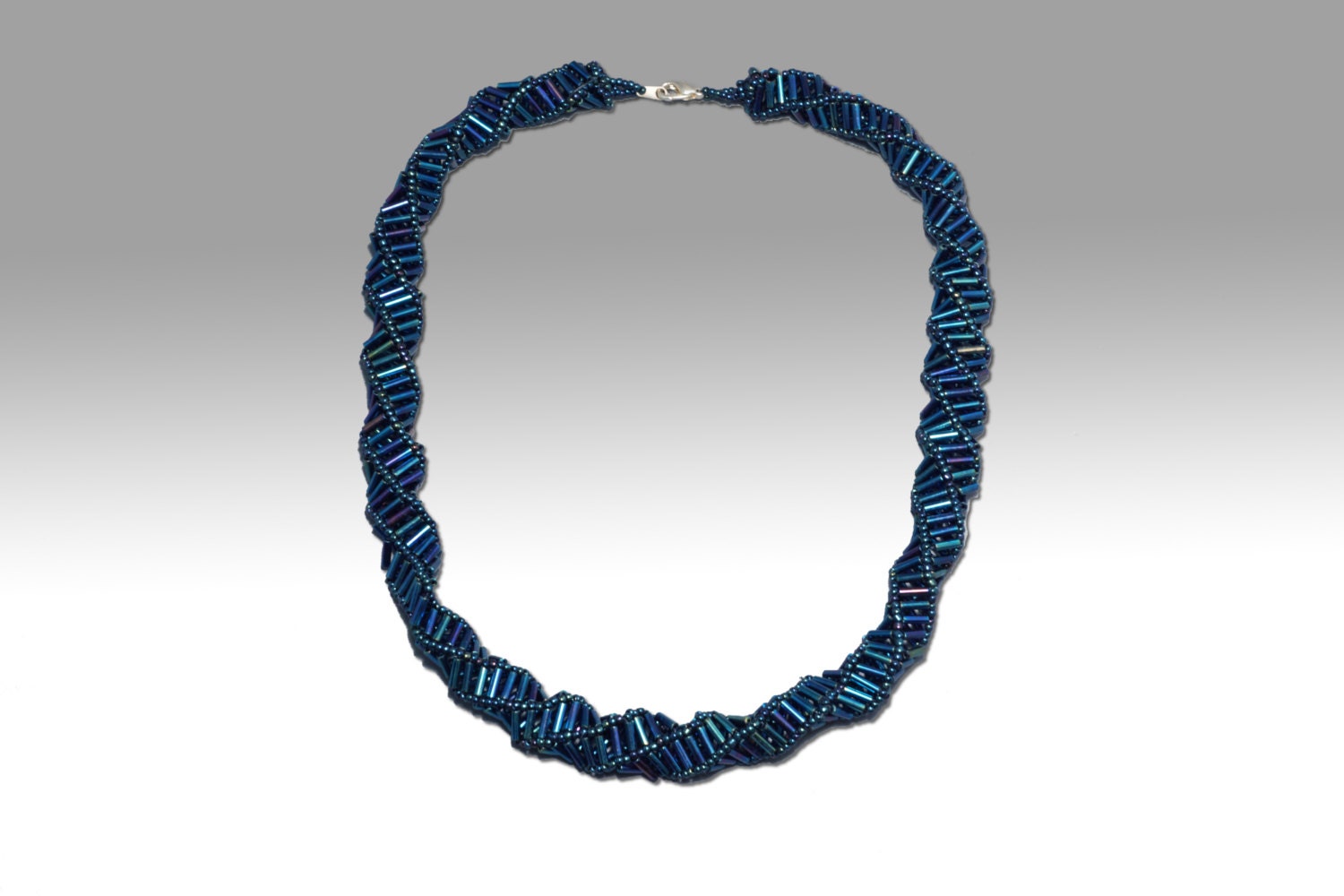 Iris Blue Helix Spiral Necklace