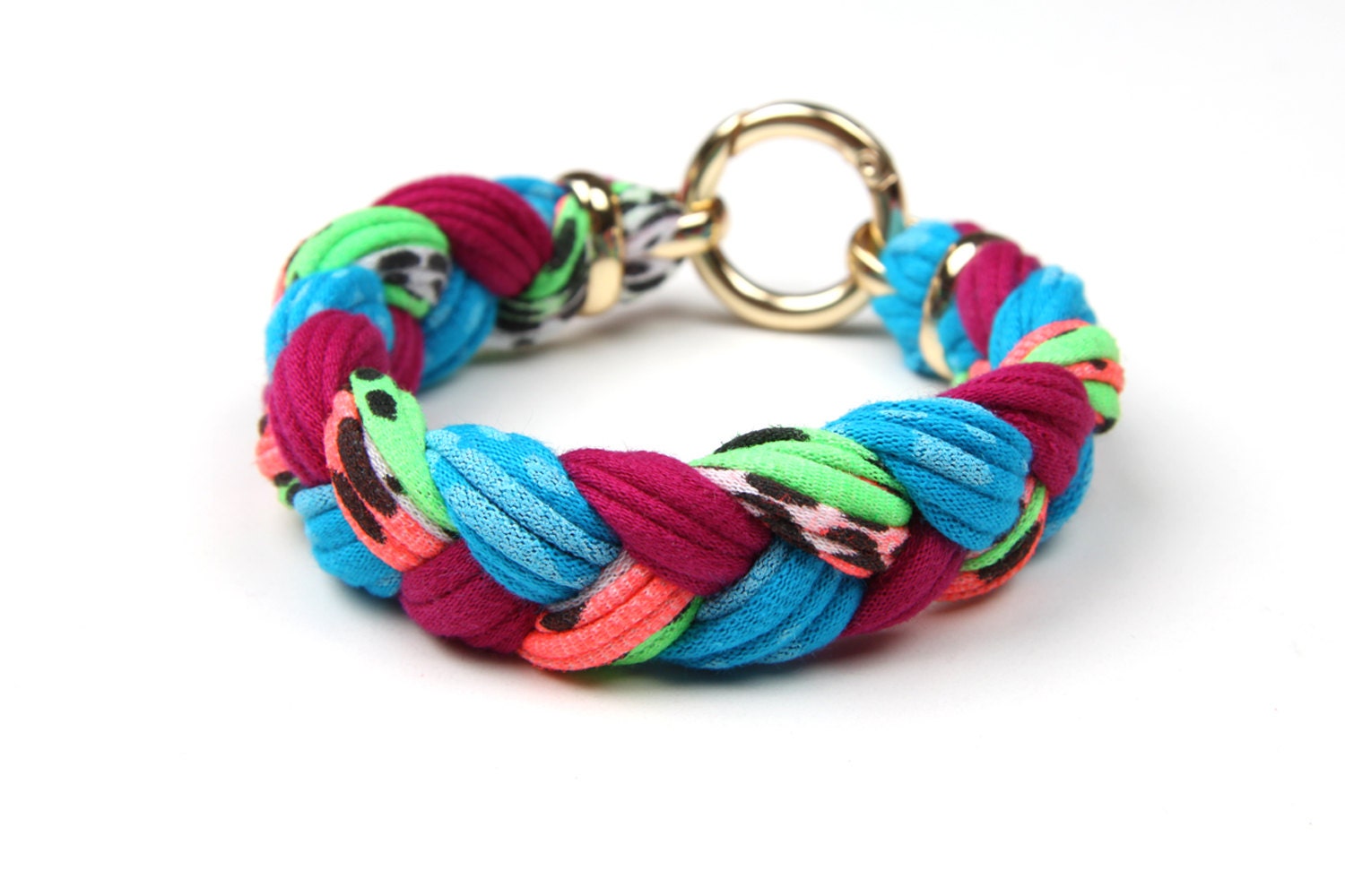Neon Spring Braided Bracelet - Bangle Bracelet - Blue Raspberry - Braid Bracelet - Fabric Summer Jewelry Fashion Christmasinjuly CIJ