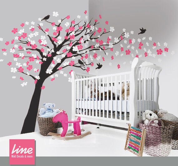 Cherry Blossom Decal Vinyl wall decals trees wall by LimeDecals