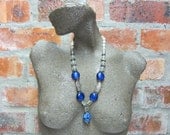 African Beaded Necklace, Handmade Ceramic Bead ,Recycled Glass Beads, Matt Glass Beads, Aged Metallized Beads