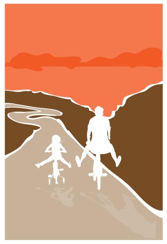 Personalized Silhouette Art, Fathers's Day Gift 13x19 Art Poster