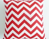 Salmon Red & White Chevron Cushion Cover : Outdoor / Indoor  40cm x 40cm