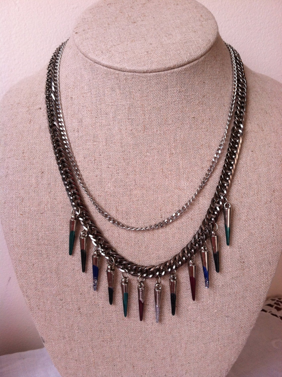 Spikes and Studs Chain Layered Necklace