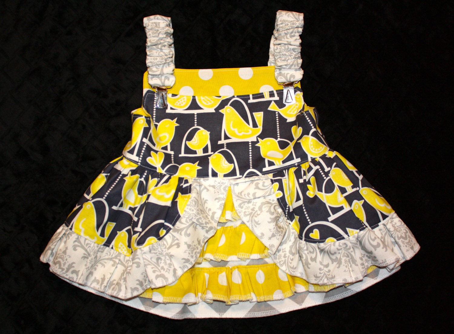 Grey and Yellow Peek-a-boo Ruffled Jumper - SIZE 24 MONTHS / 2T