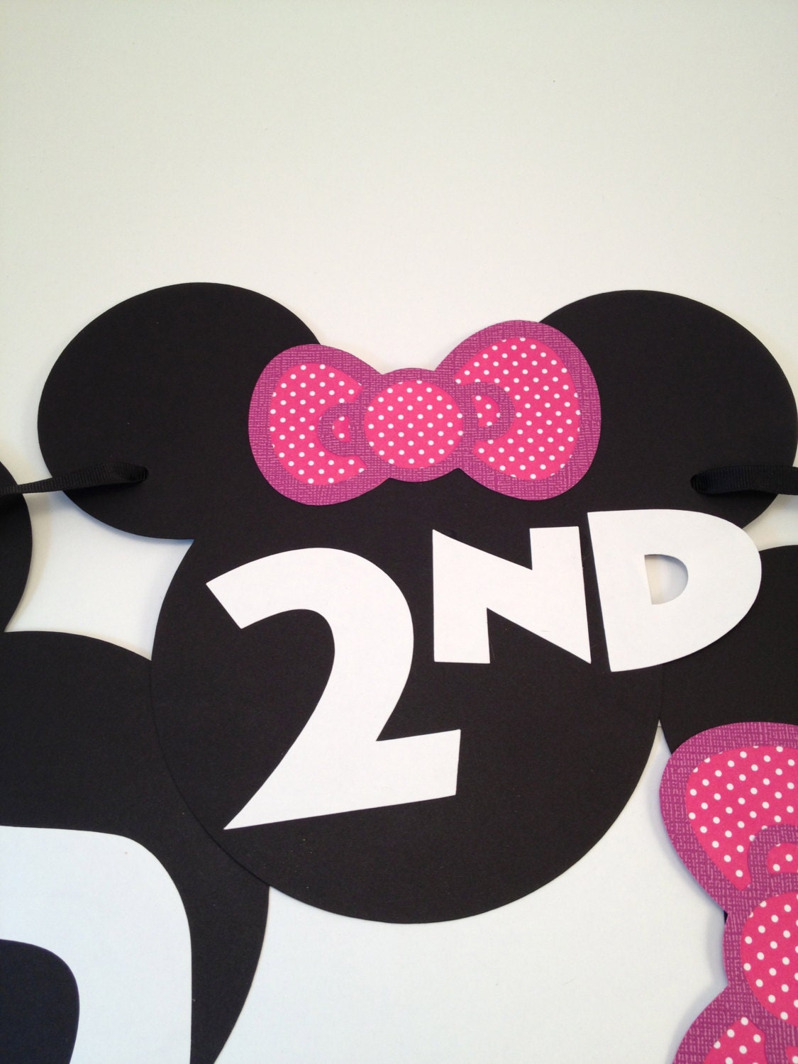 Minnie Mouse Happy Birthday Banner - Hot Pink, Black and Polka Dot