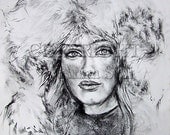 Charcoal work, Original drawing on paper, Art Wall, Modern