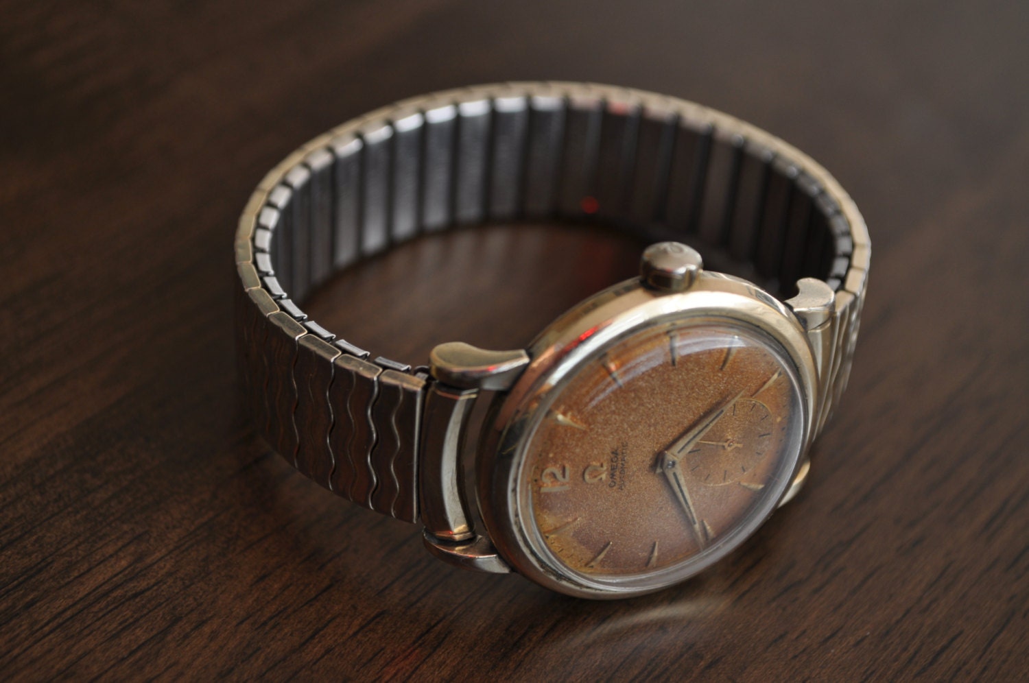 1950s All Original Omega men's wrist watch. Original bracelet. Gold filled. Collectors piece.