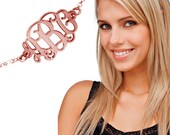 Monogram Bracelet 18k Rose Gold Plated  Anklet Initial Customized Name Personalized Letters Monogrammed