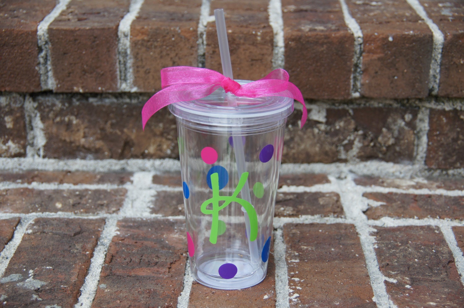 CLEAR Personalized - 16oz - Tumbler cup with Lid & Straw