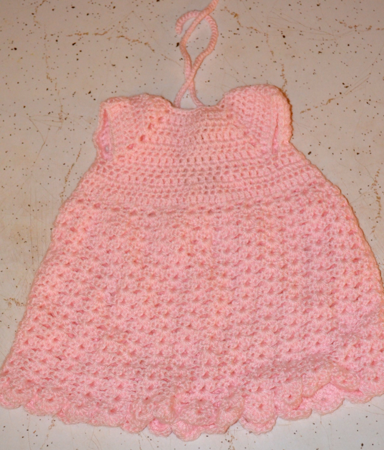 Pink Crocheted Baby Girl Dress