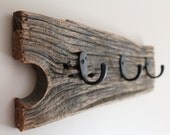 Rustic Reclaimed Lumber / Antique Wood Hanging Hook Rack