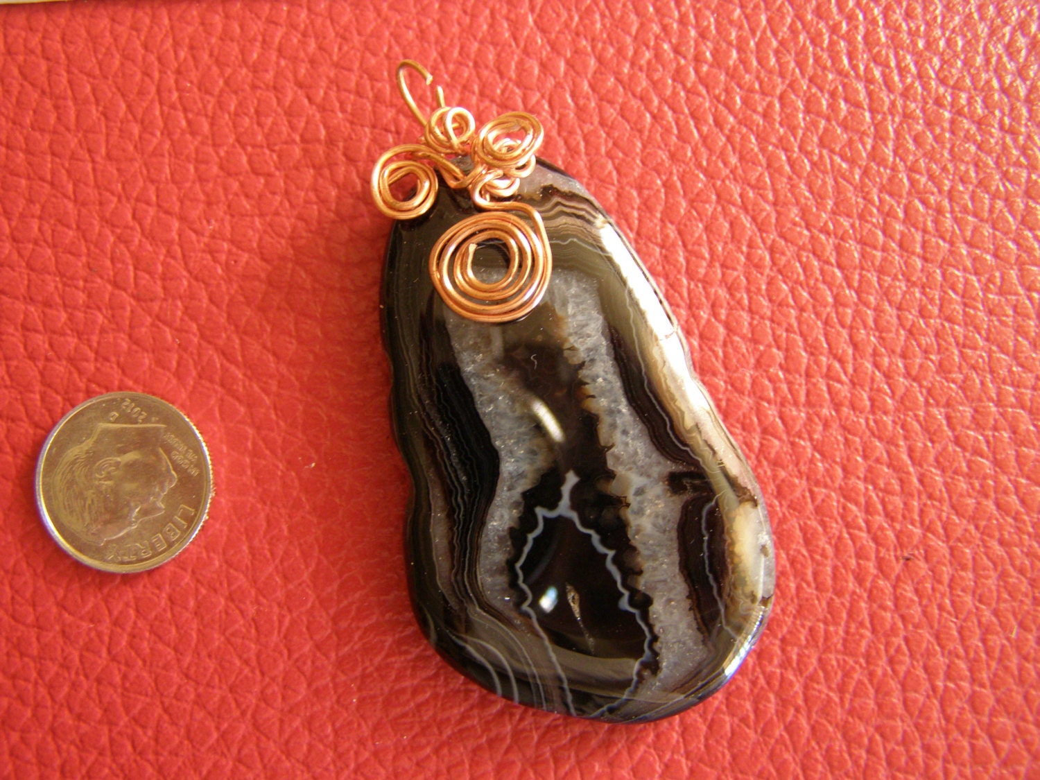 Large Polished Druzy Black Agate Stone Necklace Pendant Jewelry Finding And Crafts
