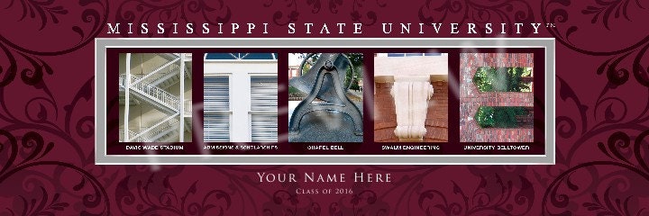 Personalized Mississippi State University Framed Letter Art Print - Customized College Print - NCAA-CLA