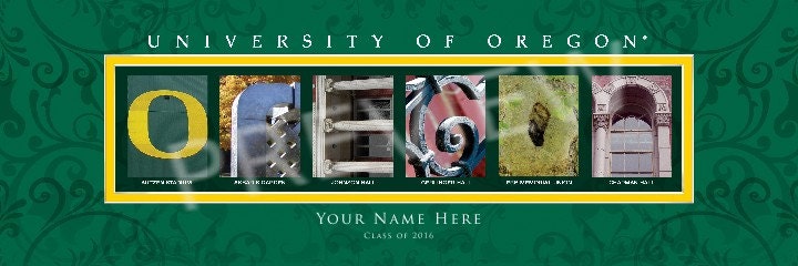 Personalized University of Oregon Framed Letter Art Print - Customized College Print - NCAA-CLA