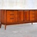 Mid-Century Danish Modern Solid Walnut Credenza Triple Dresser c. 1950s - 1960s