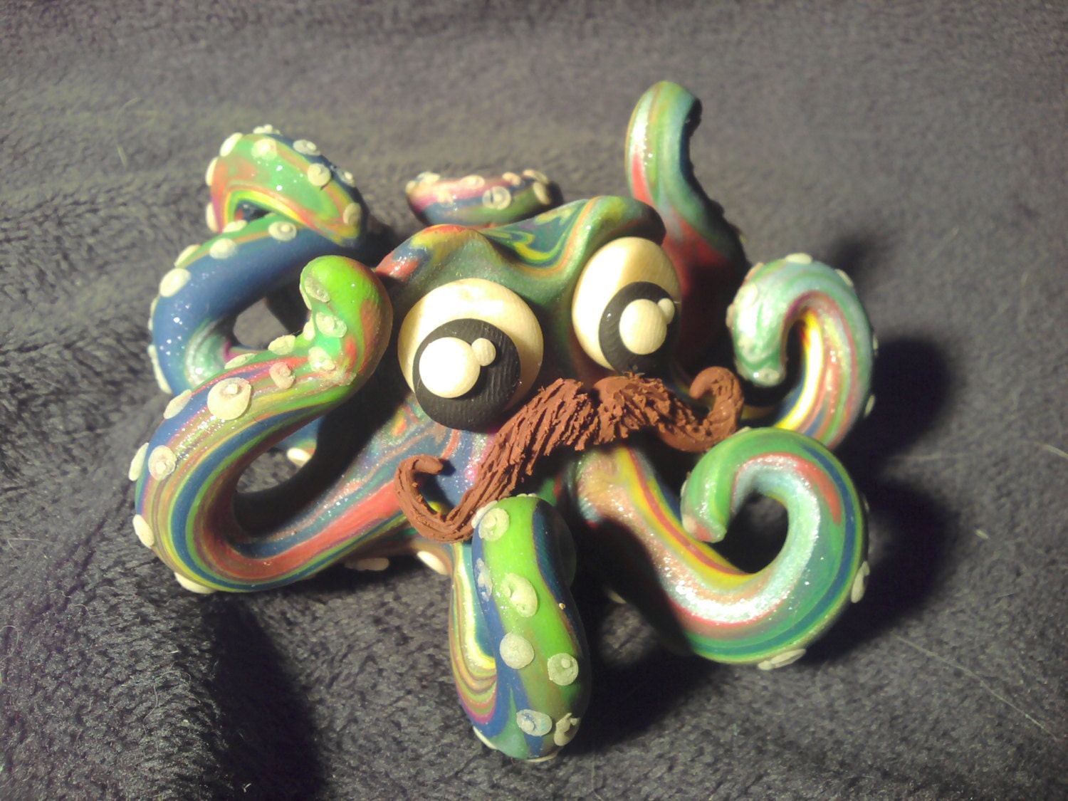 Mustache Octopus Sculpey Handmade Sculpture