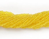 Lemon Yellow Transparent Czech Glass size 11 Seed Beads - 1 Hank j11 - DrBead