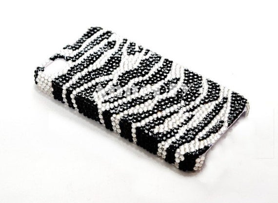 Buy cute gifts for girlfriends - zebra themed iPhone cover, cute iPhone 5 case, iPhone 5 cover with pearl, iPhone 4s case, handmade iPhone 4 cases, gift for girlfriend