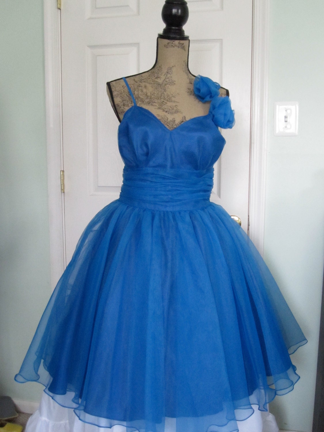 Items similar to 1950s Cobalt Blue Tulle Cocktail Dress on Etsy