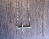 Sterling Silver Side Cross Necklace