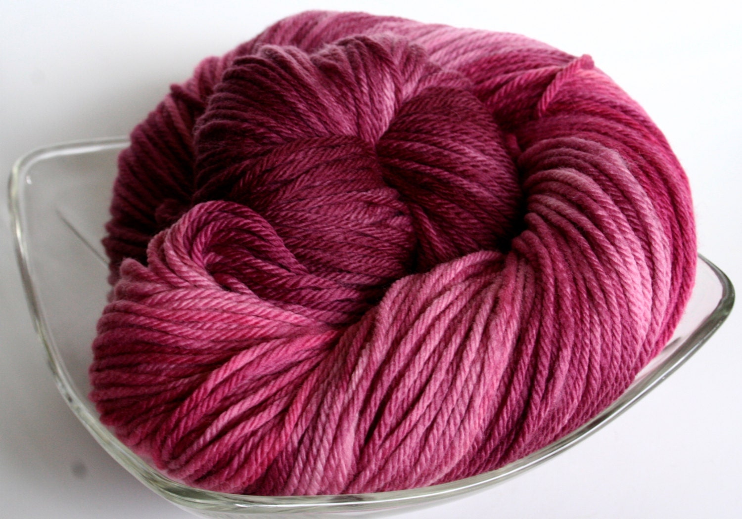 Rose Wine:  hand dyed SW Merino worsted yarn