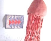 Jellyfish Home Decor, Hanging Jelly Fish, Nautical Beach Cottage Chic, Plush Creature, Fiber Art, Sculpture