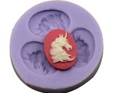 3-Cavity Horse Polymer Clay Mold Flexible Silicone Mould For Handmade Soap Candle Candy Cake Fimo Resin Crafts F0111