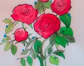 Beautiful Roses - Acrylic Ink & Watercolour Illustration Print