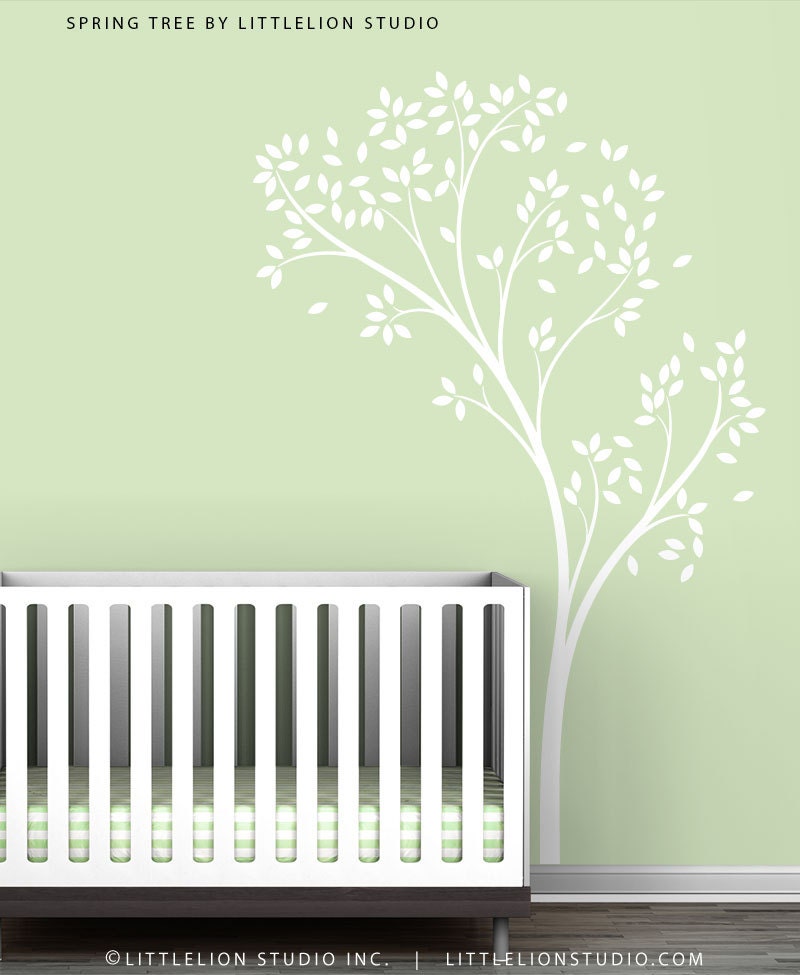 White Spring Tree Wall Decal by LittleLion Studio
