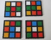 Fathers Day Gift - Retro Vintage Style Plastic Bead Coaster (Set of 4) RUBIKS CUBE (Free P&P / Shipping)