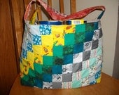 Lined Reusable Quilted Fabric Market Bag or Tote Bag