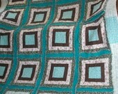 Window Pane Pattern Queen/King Custom Quilt - Piecing and Rag Techniques