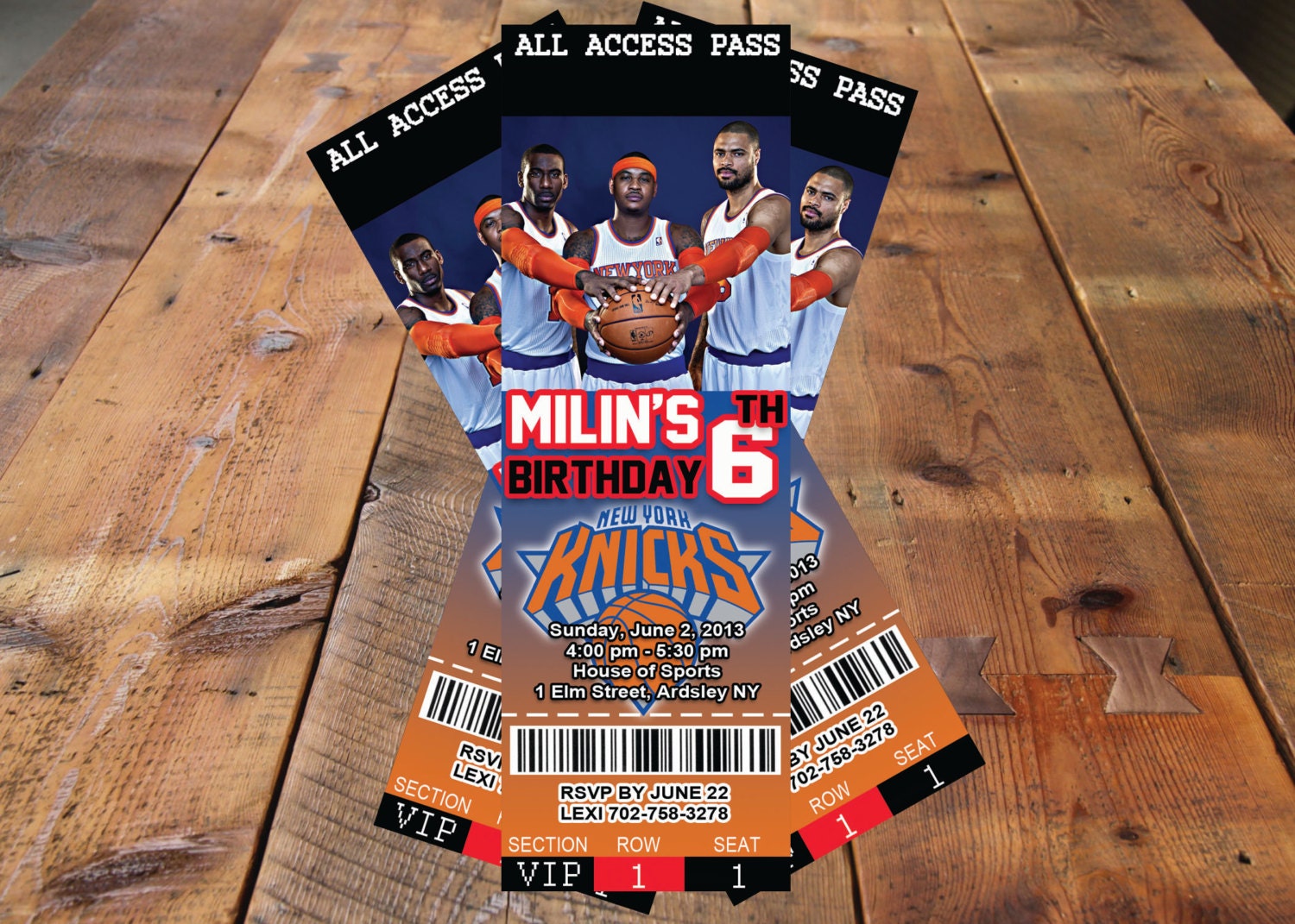 New York Knicks NBA Invitations - Ticket basketball Pick Any Team in NBA New York City
