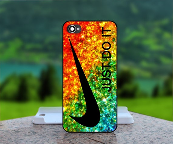 Nike Rainbow Sparkled Printed  - Photo Print in Hard Case - For iPhone 4 / 4s Case , iPhone 5 Case - White Case, Black Case (CHOOSE OPTION )