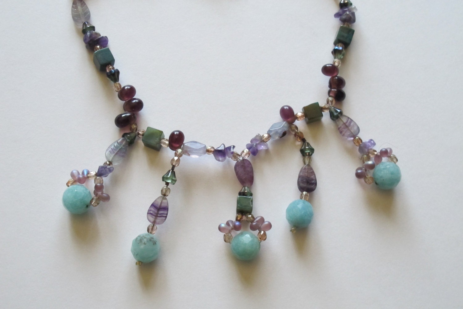 Necklace--"Blue Dangles"--semi precious stones