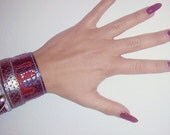 Vintage Designer Leather Rock Style Gothic Woman Vampire Bracelet Cuff Patent Black Red Blood Habjanic