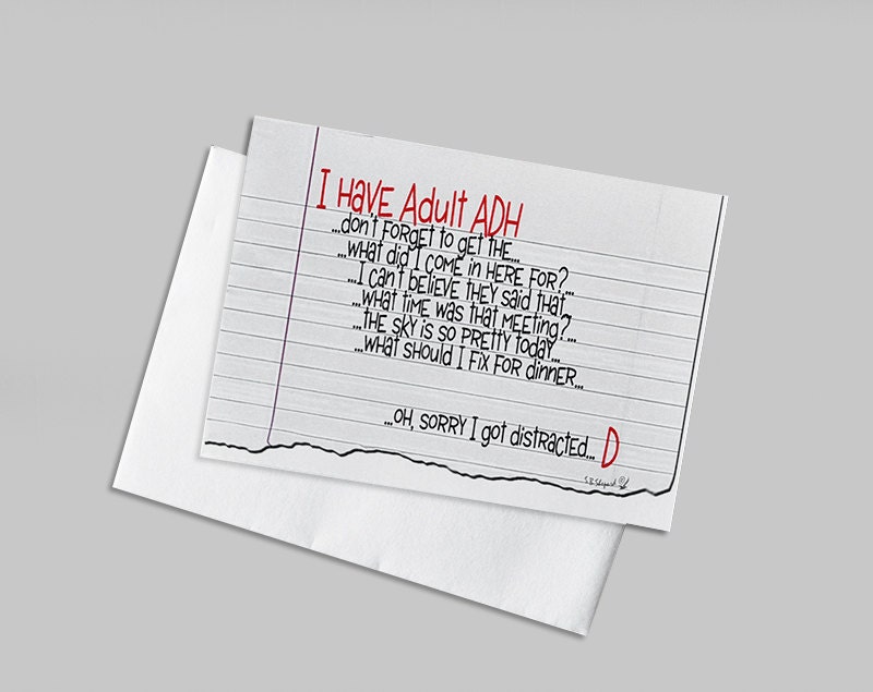 8 Miniature Note Cards-Paper Goods-Blank-Adult humor-ADHD distraction everyday all occasion stationery gift tag humor art