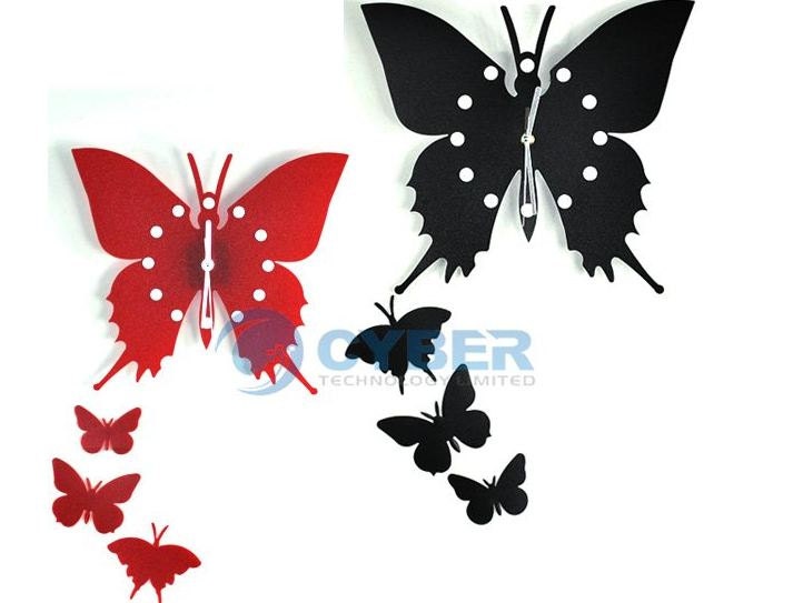 Home Decor Art Design Modern Style Time Butterfly Wall Clock Flower Wall Sticker Removable Wallpaper Art Decor Home Bedroom Wall Stickers