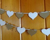 Kraft Brown and White Heart Paper Garland with Ribbon
