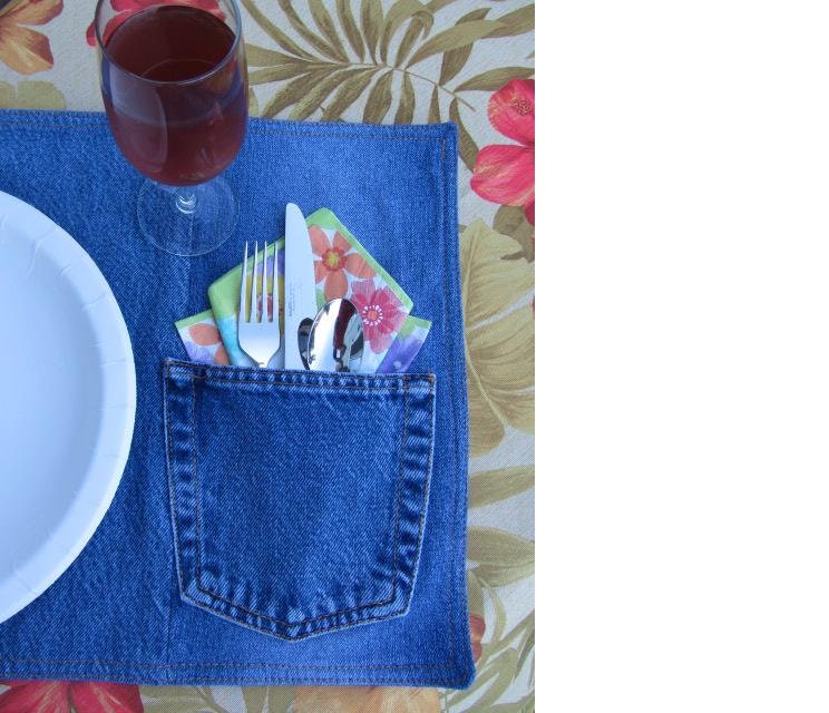 Set of 6 Repurposed Blue Jean Placemats