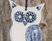Ceramic Decorative Bird - Owl Delft Handmade, Wall Hanging