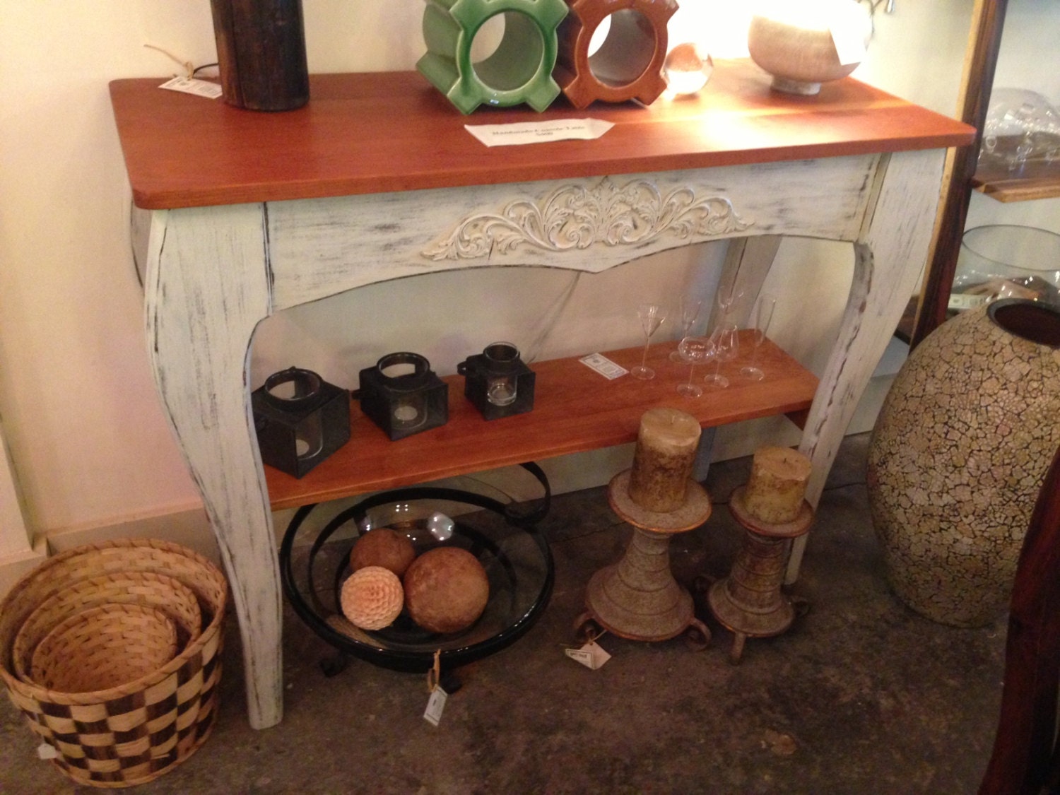 Handmade Buffet Table with Shelving Unit