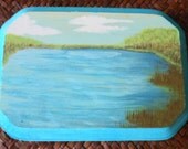 Painting of a pond in Wisconsin. 7x5 origanl painting on wood